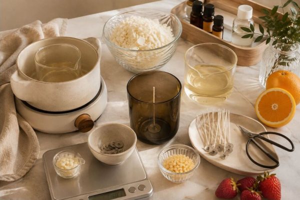 Cách làm nến thơm trái cây từ chuẩn bị nguyên liệu, đun chảy sáp, phối trộn tinh dầu, hoàn thiện đến bảo quản và sử dụng nến đúng cách